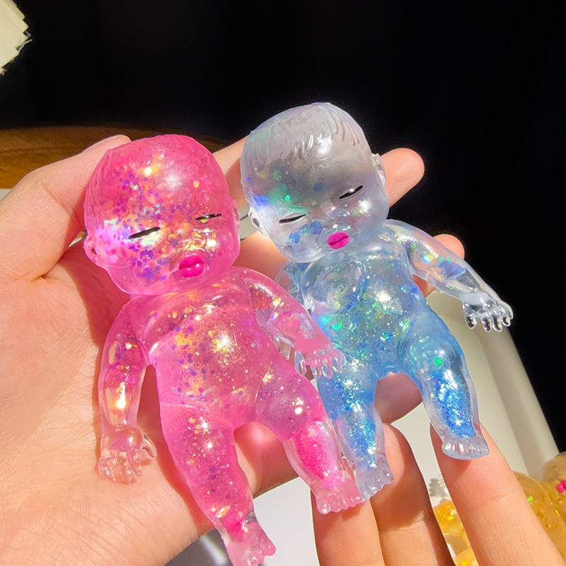 Glitter TPR Baby Squeeze Toys – Stretchy Melty Natasha Malt Sugar Squishies for Stress Relief
